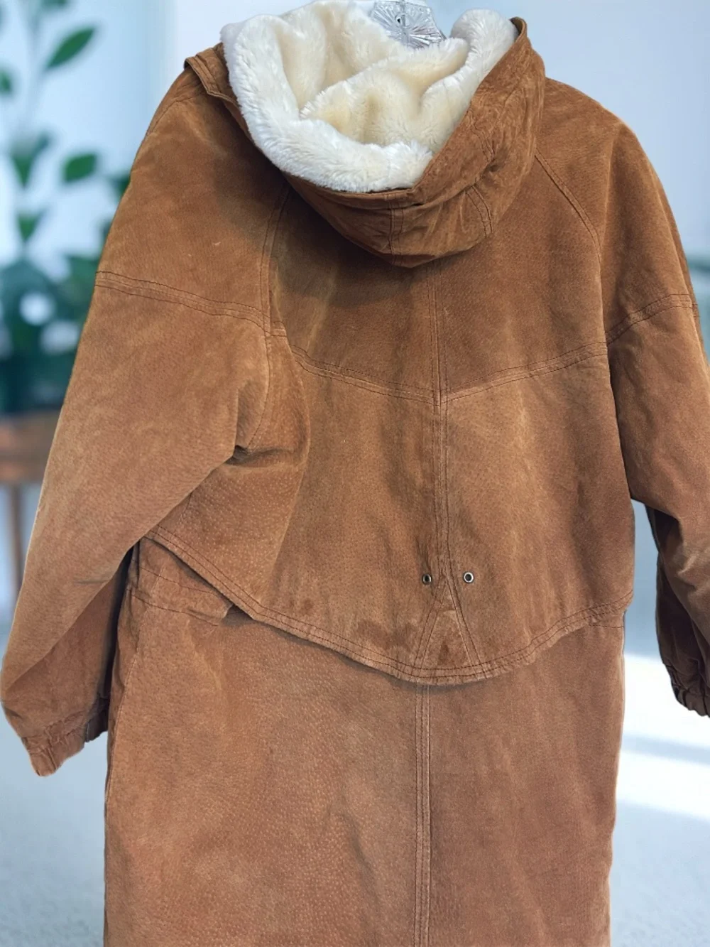 Vintage Marco Moroni Brown Leather Suede Coat Boho with Hood Medium - Picture 5 of 13